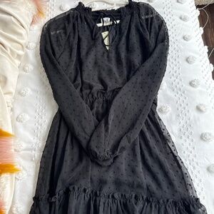 Black Long Sleeve Mini Dress